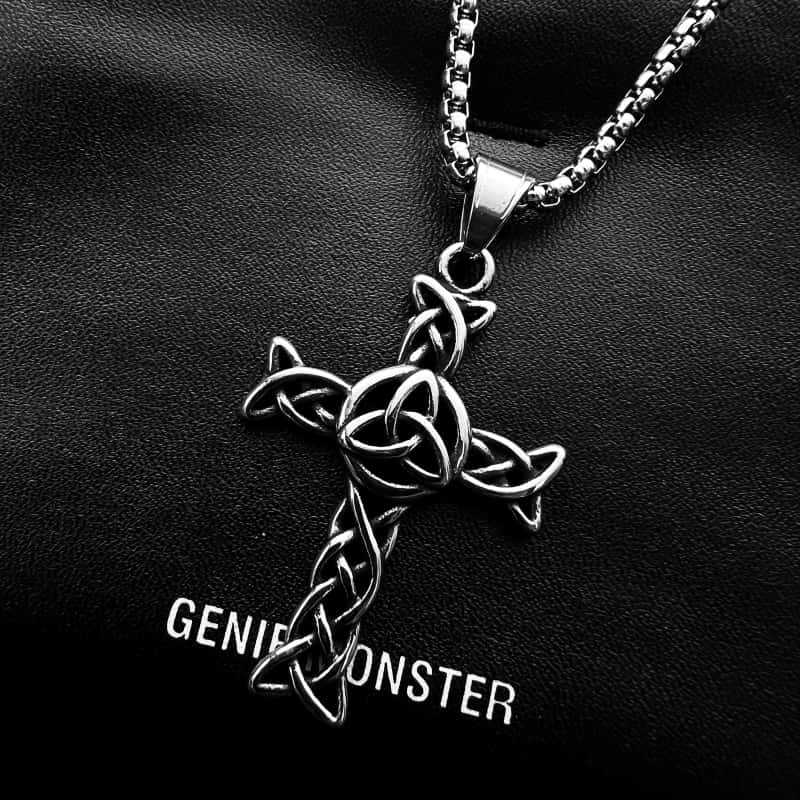 Stainless Steel Necklace Vintage Hollowed-out Titanium Steel Celtic Knot