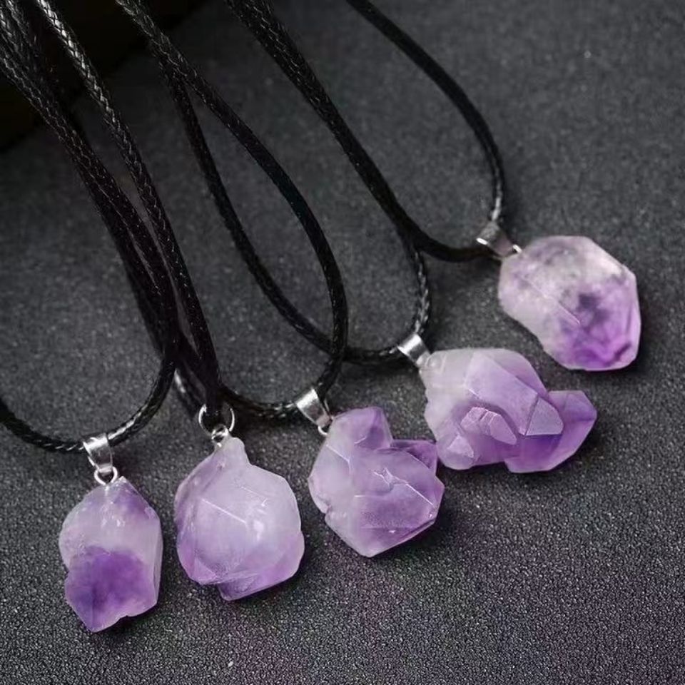 Natural Amethyst Color Fluorite Irregular Necklace
