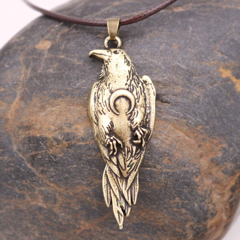 Viking Crow Metal Necklace Punk Bird Crow Pendant