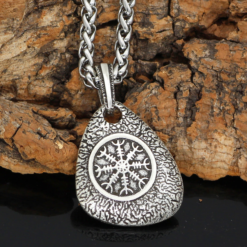 European And American Retro Logo Full Meter Compass Viking Pendant Necklace