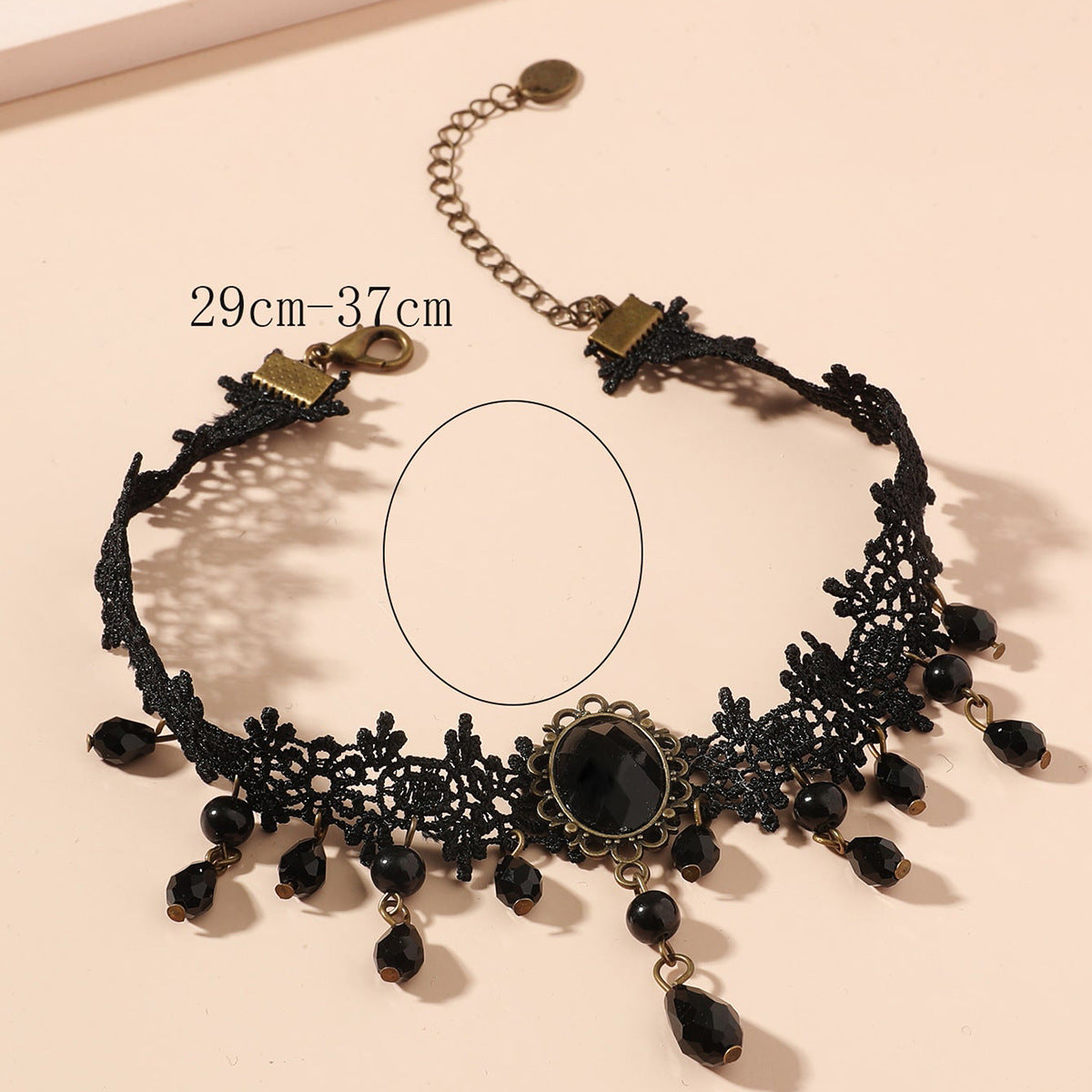 Vintage Black Lace Gothic Exaggerating Pendant Lace Necklace