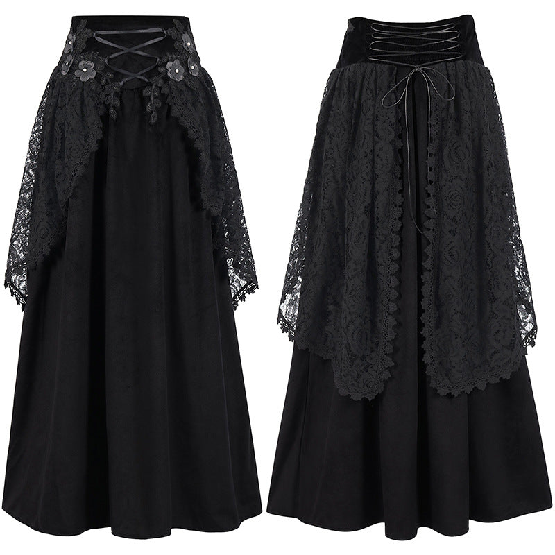 Fashion Gothic Style Lace-up Waist Women's Skirt
