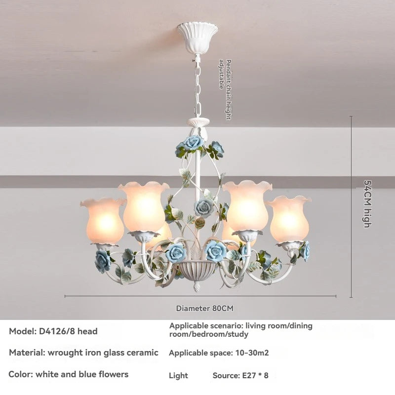 Campagne française pendentif LED lumière décoration de la maison salon chambre cuisine jardin Rose fleur herbe luminaires