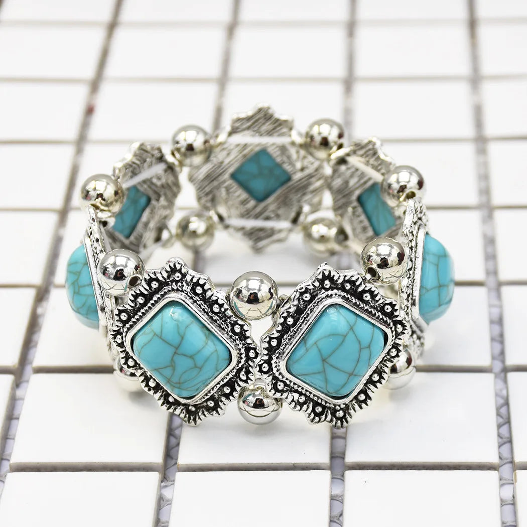 Bracelet ethnique Tribal bohème indien Vintage Turquoise gitane Boho Bracelet Festival voyage femmes hommes bijoux africains turcs