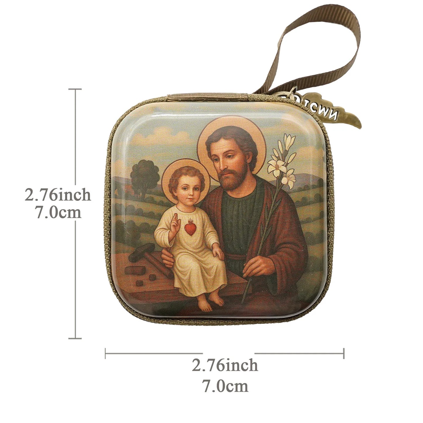 7x7 cm vierge marie jésus prière chapelet sac bijoux religieux boîte de rangement Articulos religiosos catholico