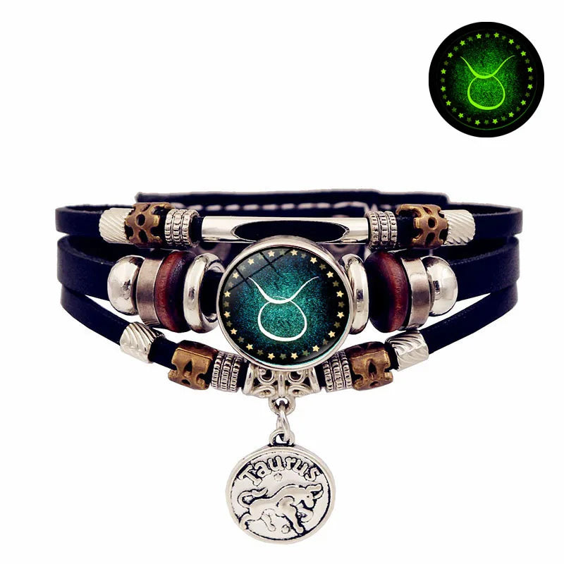 Bracelet en cuir du zodiaque ciel étoilé lumineux, multicouche, perles, bijoux pour Couple, cadeau d'amitié