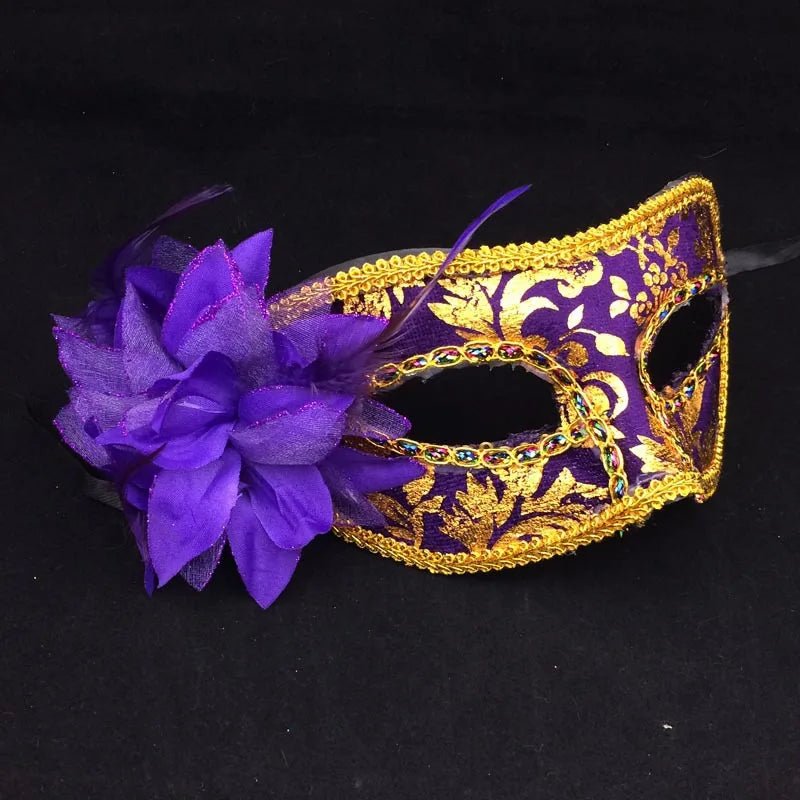 Masque de mascarade Floral demi-visage à paillettes pour femme, masque de venise, accessoires de Costume d'halloween pour fête Cosplay