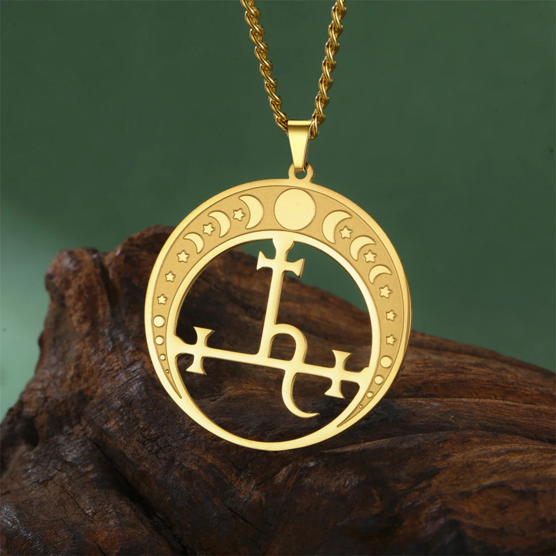 EUEAVAN Lilith démon sceau collier en acier inoxydable Vintage Satan saomon symbole pendentif tour de cou amulette bijoux cadeau en gros
