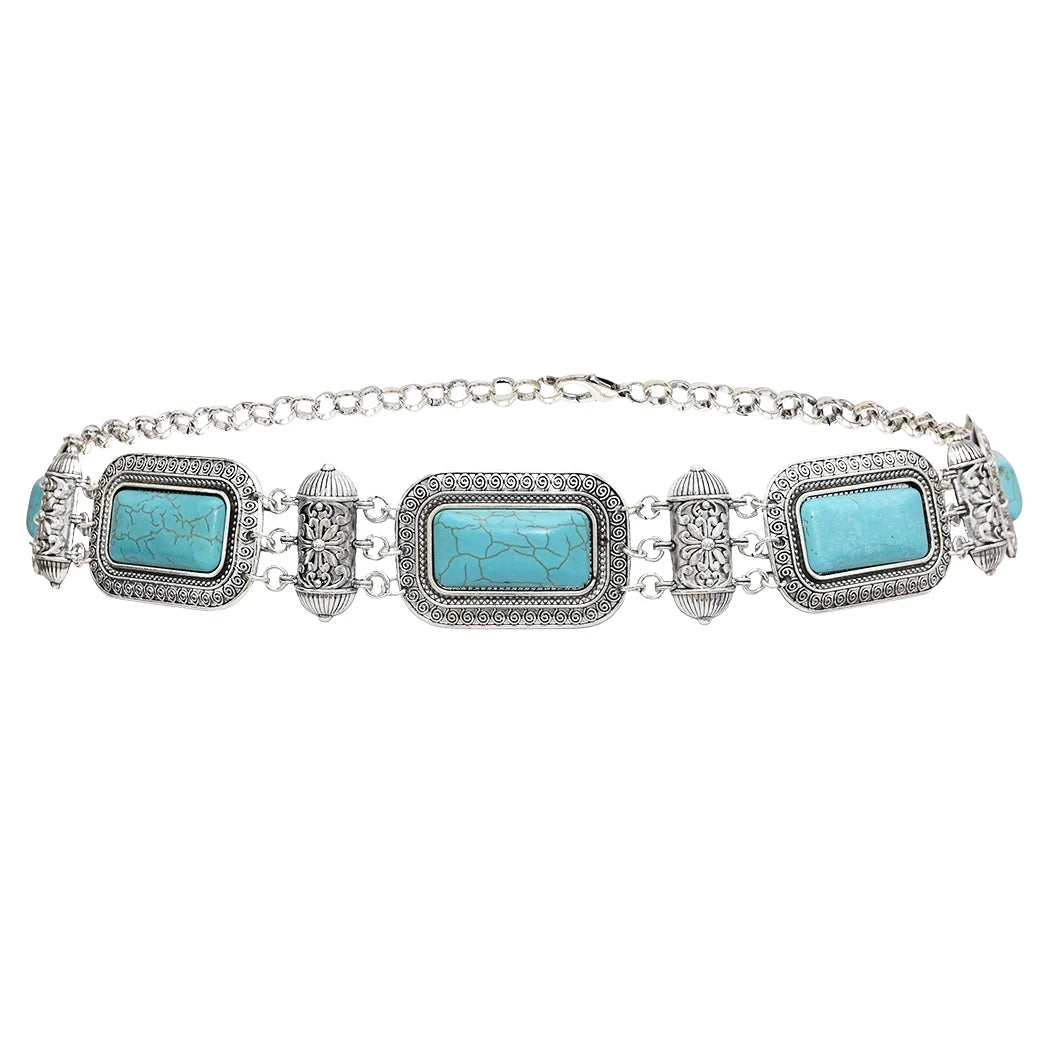 Ethnique gitane couleur métal ceinture corps chaînes Boho indien Sexy pièce gland perlé pierre danse du ventre taille chaîne tu Tribal bijoux