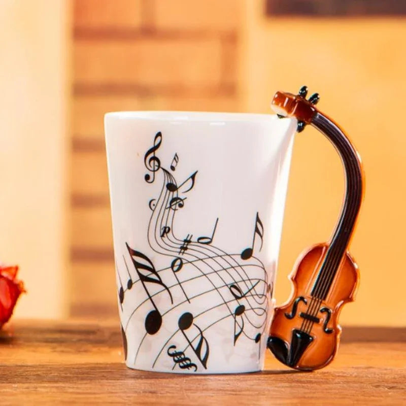 Tasse en céramique créative de style JEViolin, tasses à portée de lait de thé de café, poignée standard, cadeaux de nouveauté, mignon, 240ml