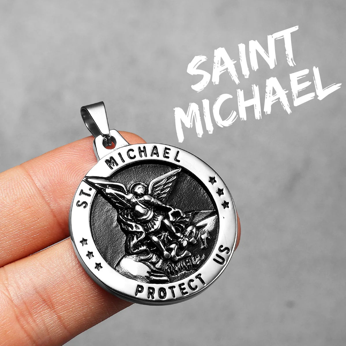 Collier pendentif Archange Saint Michel en acier inoxydable pour hommes et femmes – amulette puissante.