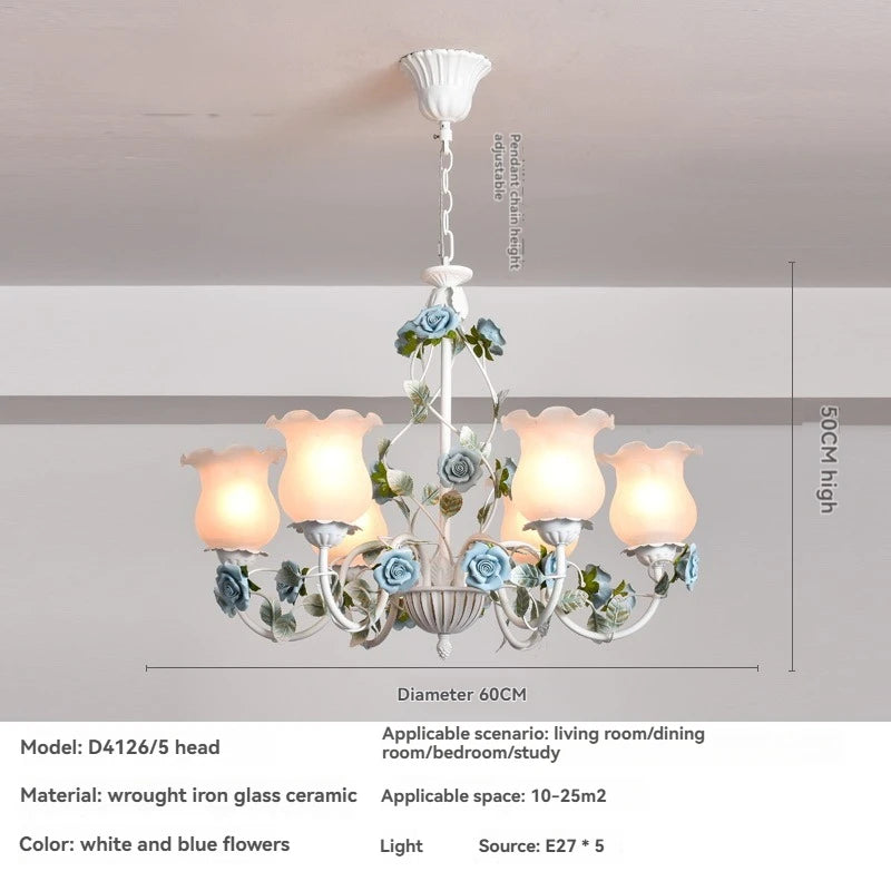 Campagne française pendentif LED lumière décoration de la maison salon chambre cuisine jardin Rose fleur herbe luminaires