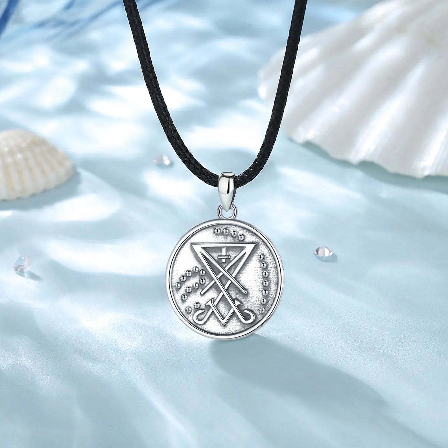 Eudora-Pendentif de l'église de Satan en argent regardé 925, symbole satanique, sceau de Lucifer, Lavey, collier de sécurité GNE, cadeau de bijoux