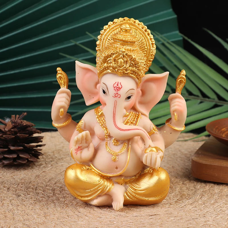 Statue de Bouddha Ganesh FigAuckland en or, sculptures du dieu éléphant