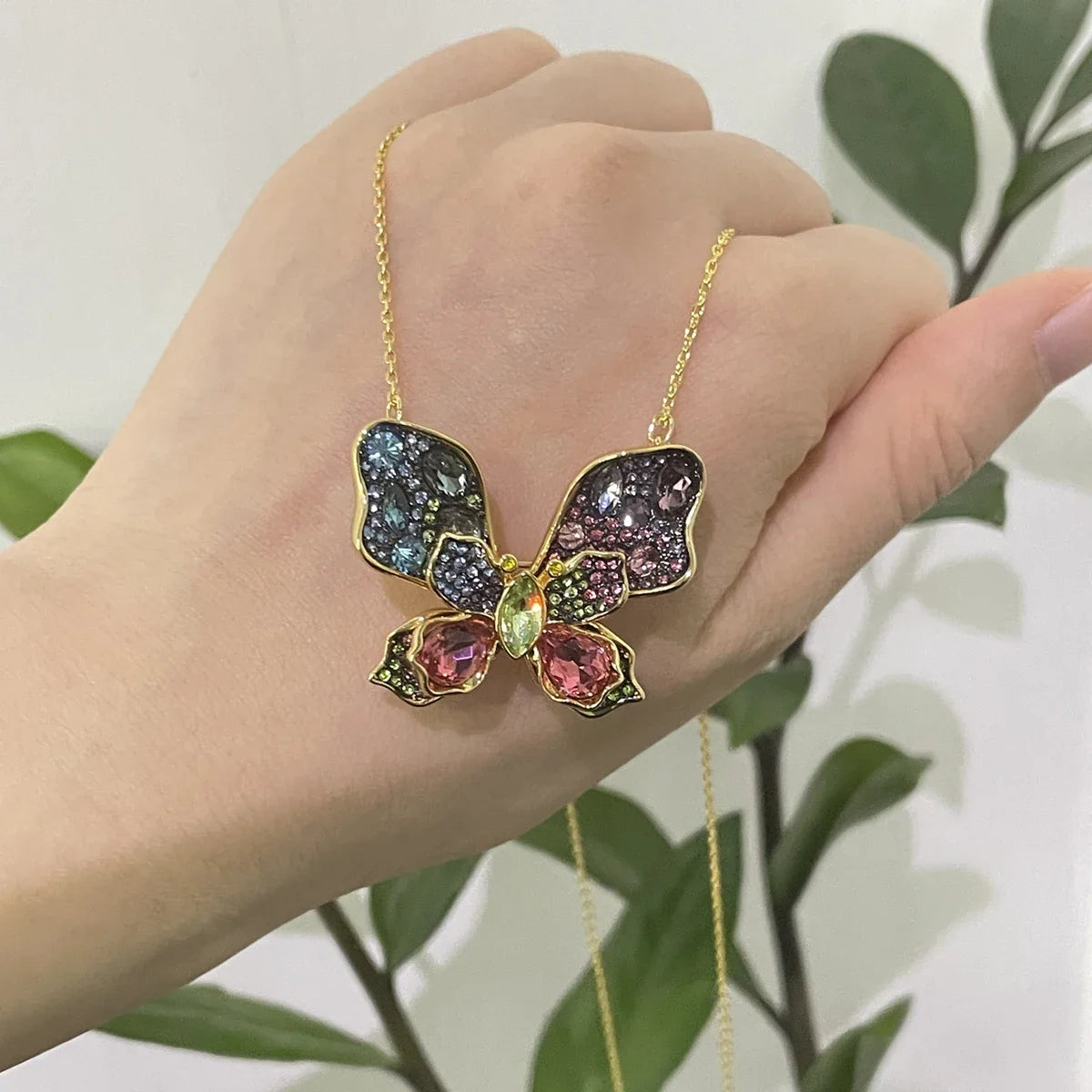 Ensemble de bijoux de fête pour femmes, haute qualité, nouvelle tendance, breloque, fleur colorée, papillon, cristal, collier, boucle d'oreille, bague, cadeau pour femmes, 2025