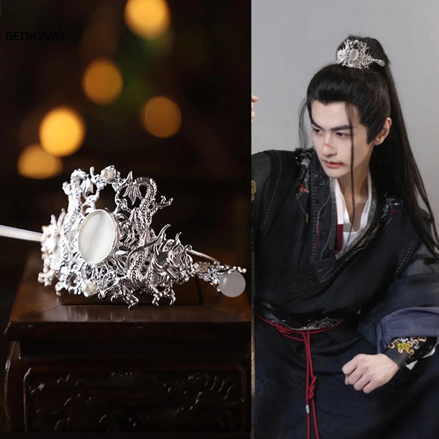 Couronne de cheveux Hanfu chinoise, chignon rétro queue de cheval, accessoire pour cheveux, couvre-chef en métal Vintage pour coiffure de fête Cosplay
