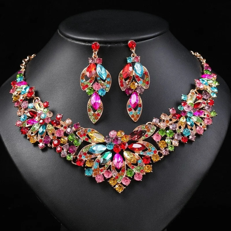 Ensemble de collier vintage pour femme, feuilles, fleurs, accessoires pour patients exagérés, 2 pièces