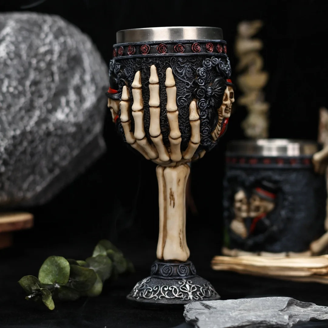 Gobelet gothique Jour des modules de fréquence, Seton Skull, Halloween Bride and Groom, Black Trash, Wine Cup, Friends Gift