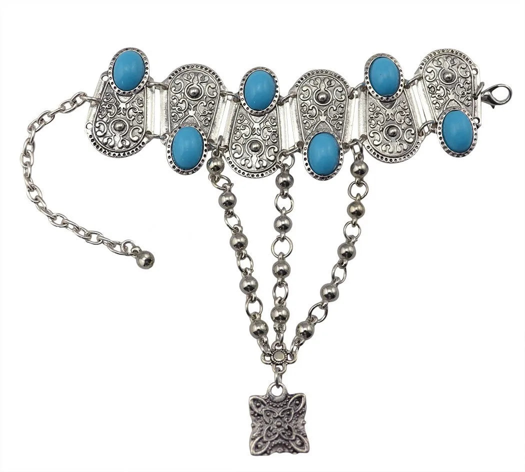 Bracelet ethnique Tribal bohème indien Vintage Turquoise gitane Boho Bracelet Festival voyage femmes hommes bijoux africains turcs