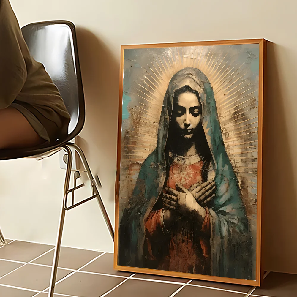 Vierge Marie Art Madame Guadalupe toile peinture affiche Kraft Club Bar papier Vintage affiches mur Art peinture chambre étude