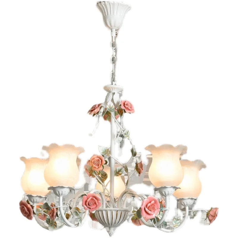 Campagne française pendentif LED lumière décoration de la maison salon chambre cuisine jardin Rose fleur herbe luminaires