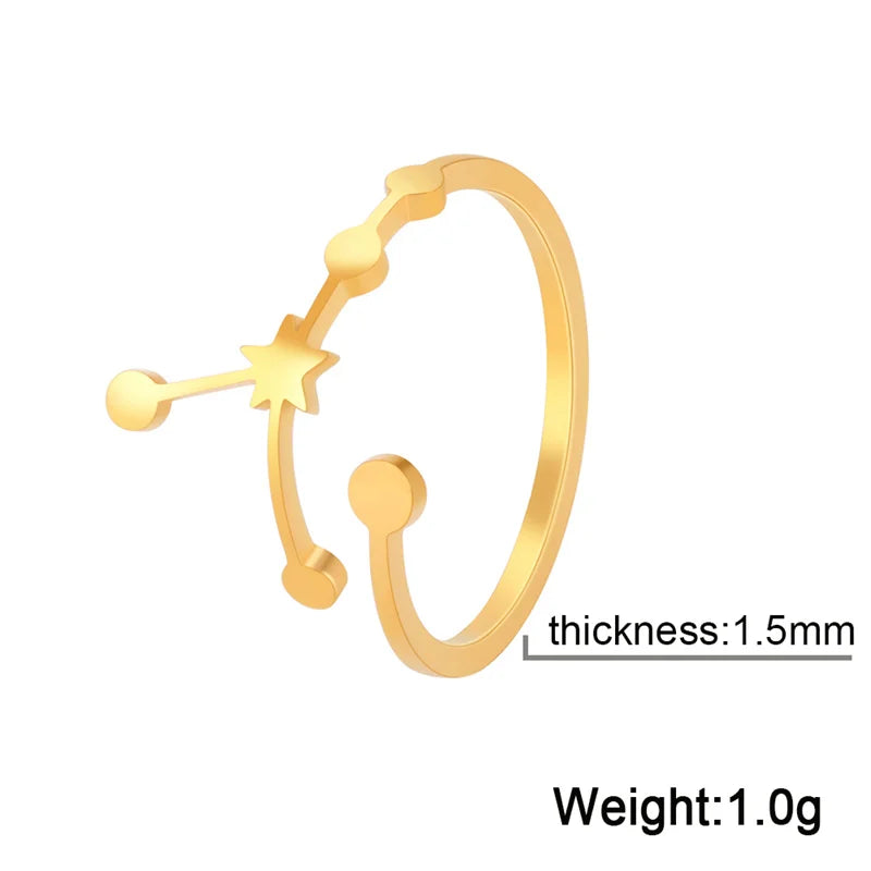 12 bagues de constellation pour femmes, anneaux ouverts et réglables du zodiaque pour adolescents, vergine, Cancer, balance, lion, poissons, bijoux, cadeau d'anniversaire