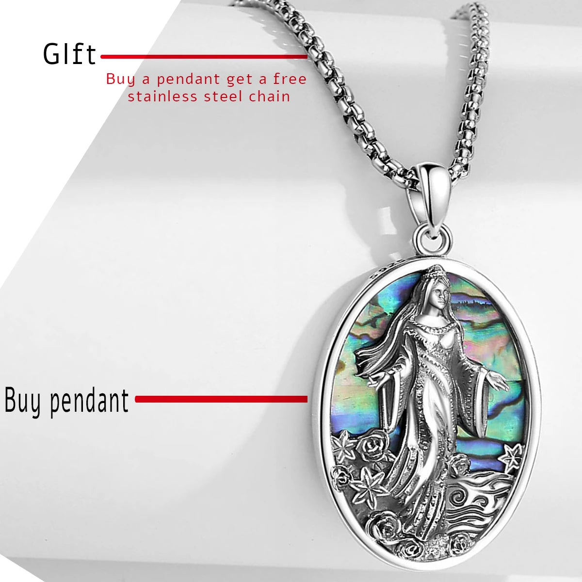 Eudora Original 925 en argent Sterling déesse de la mer Yemaya collier naturel coquille d'ormeau Lemanja amulette pendentif bijoux fins cadeau