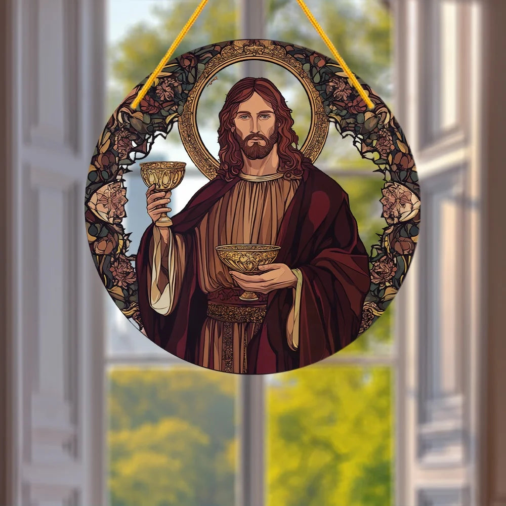 Attrape-soleil de Jésus religieux en acrylique Art déco, plaque murale polyvalente, panneau décoratif pour la maison et le jardin