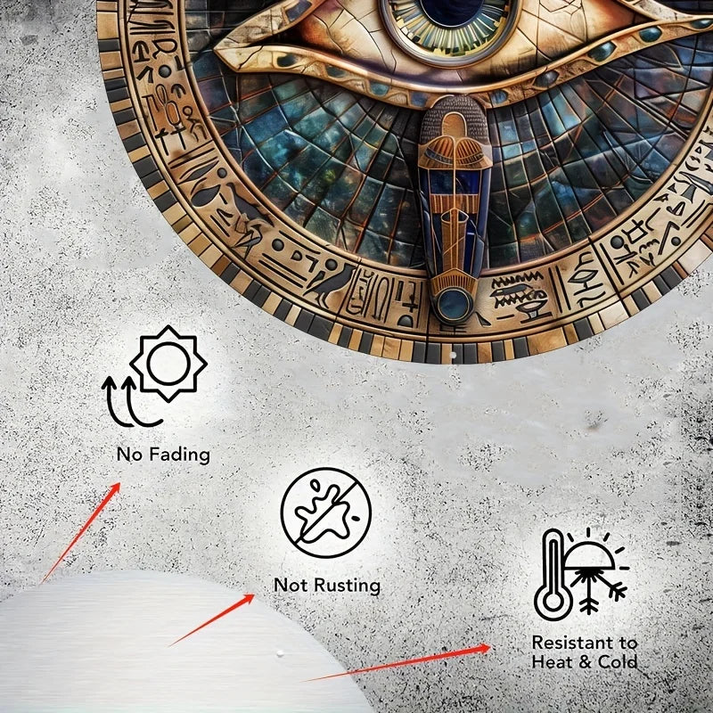 Panneau égyptien œil d'horus : matériau 100 % aluminium, aspect 3D, 8 x 8 pouces, décoration murale de bain, décoration d'intérieur, décoration de chambre, décor de ferme