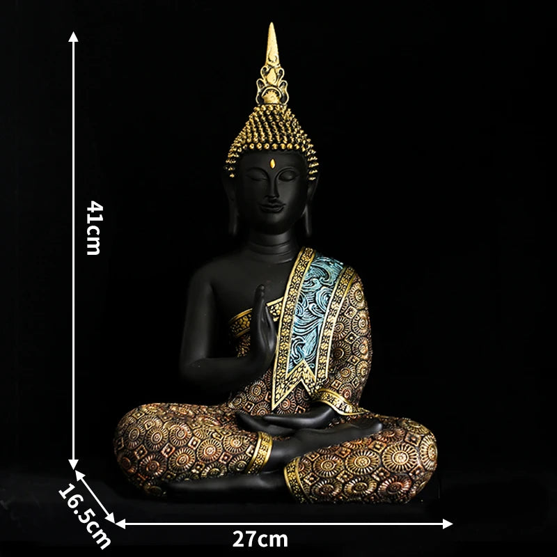 Grande Statue de bouddha thaïlande, Sculpture de bouddha en résine verte faite à la main, bouddhisme hindou Fengshui, Figurine de méditation, décoration de maison