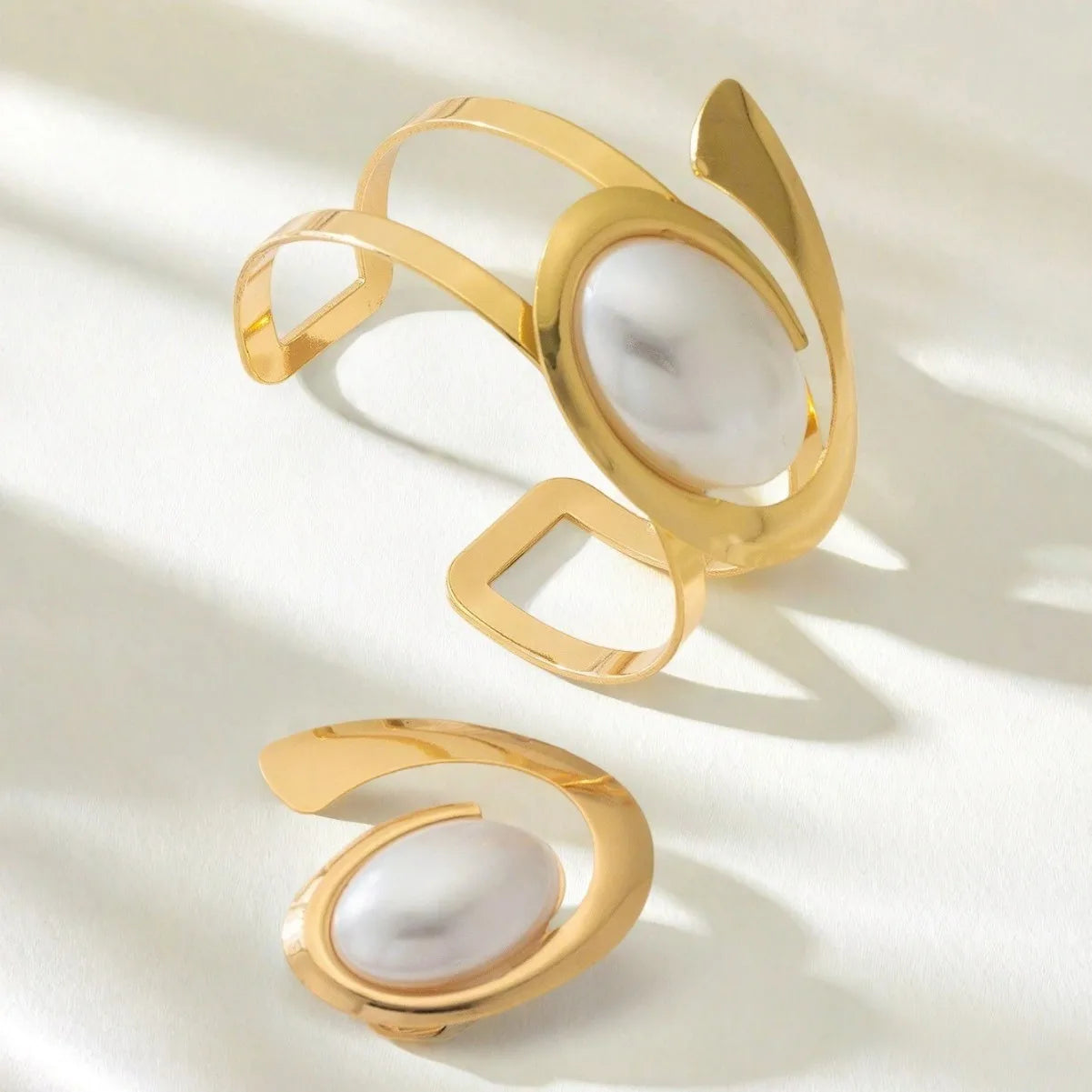 Ensemble de bagues et Bracelets en spirale de perles exagérées pour femmes et filles, bijoux de personnalité géométrique à la mode, cadeau de fête de vacances OL S247