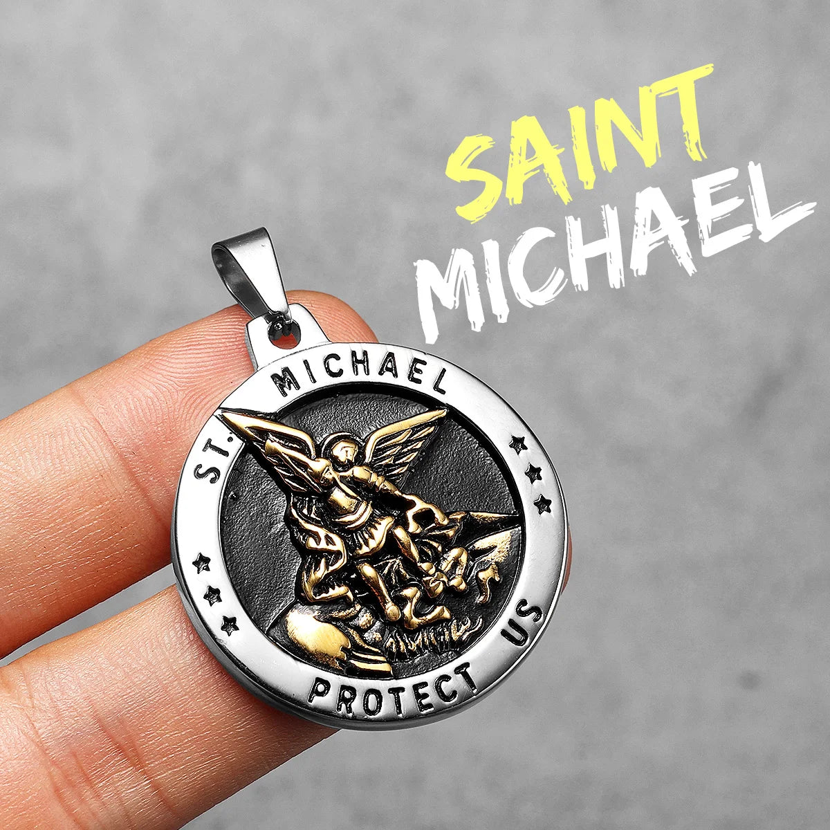 Collier pendentif Archange Saint Michel en acier inoxydable pour hommes et femmes – amulette puissante.