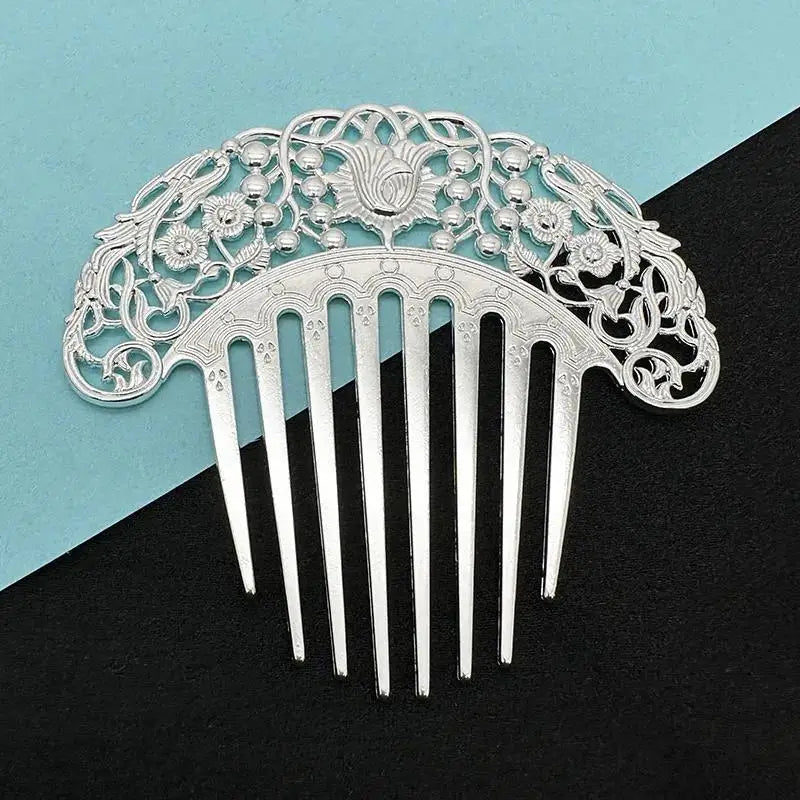 Épingle à cheveux chinoise rétro, peigne à cheveux, plat Hanfu, ornement de cheveux, sculpté creux, ornement doré, peigne en métal, nouveau