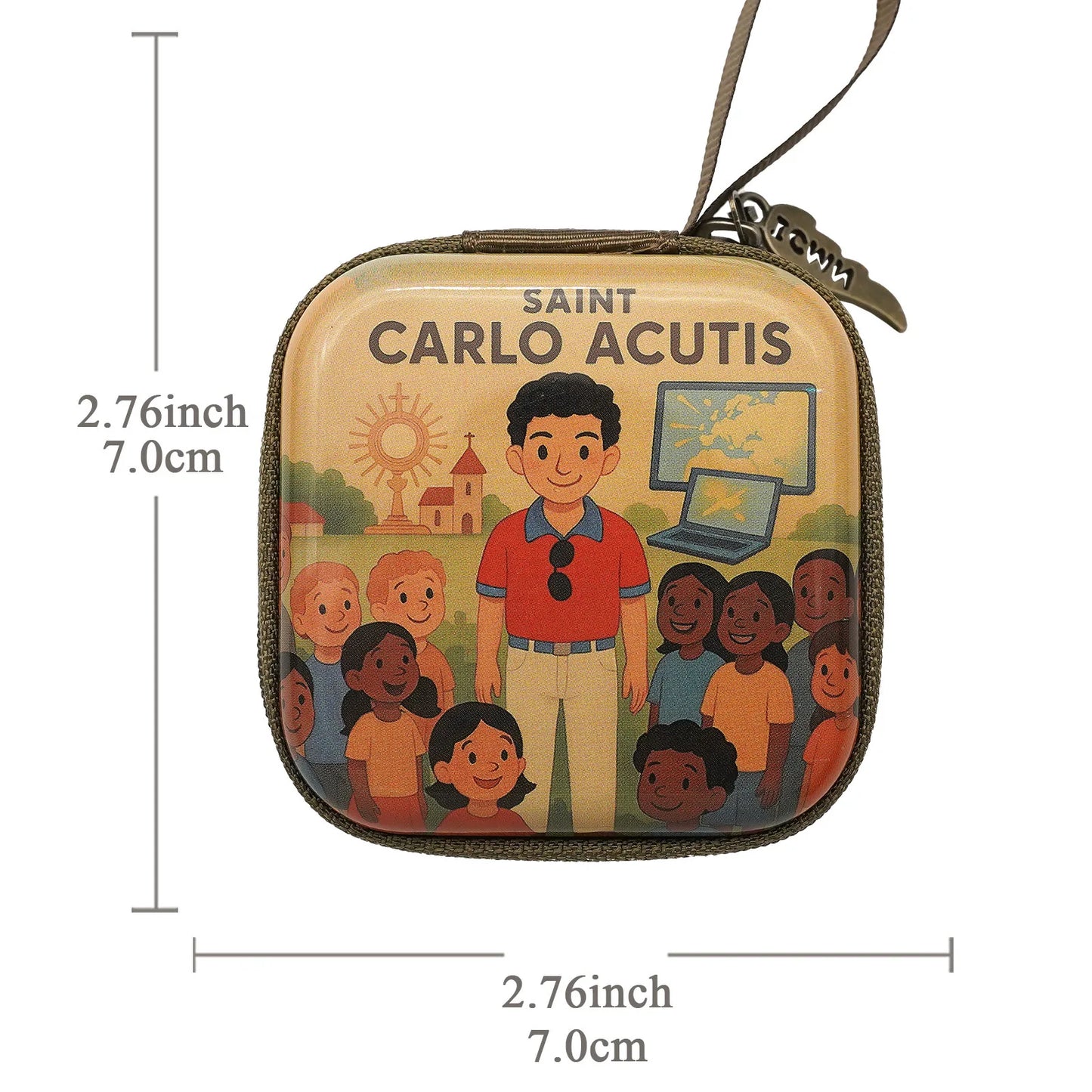 7x7 cm vierge marie jésus prière chapelet sac bijoux religieux boîte de rangement Articulos religiosos catholico
