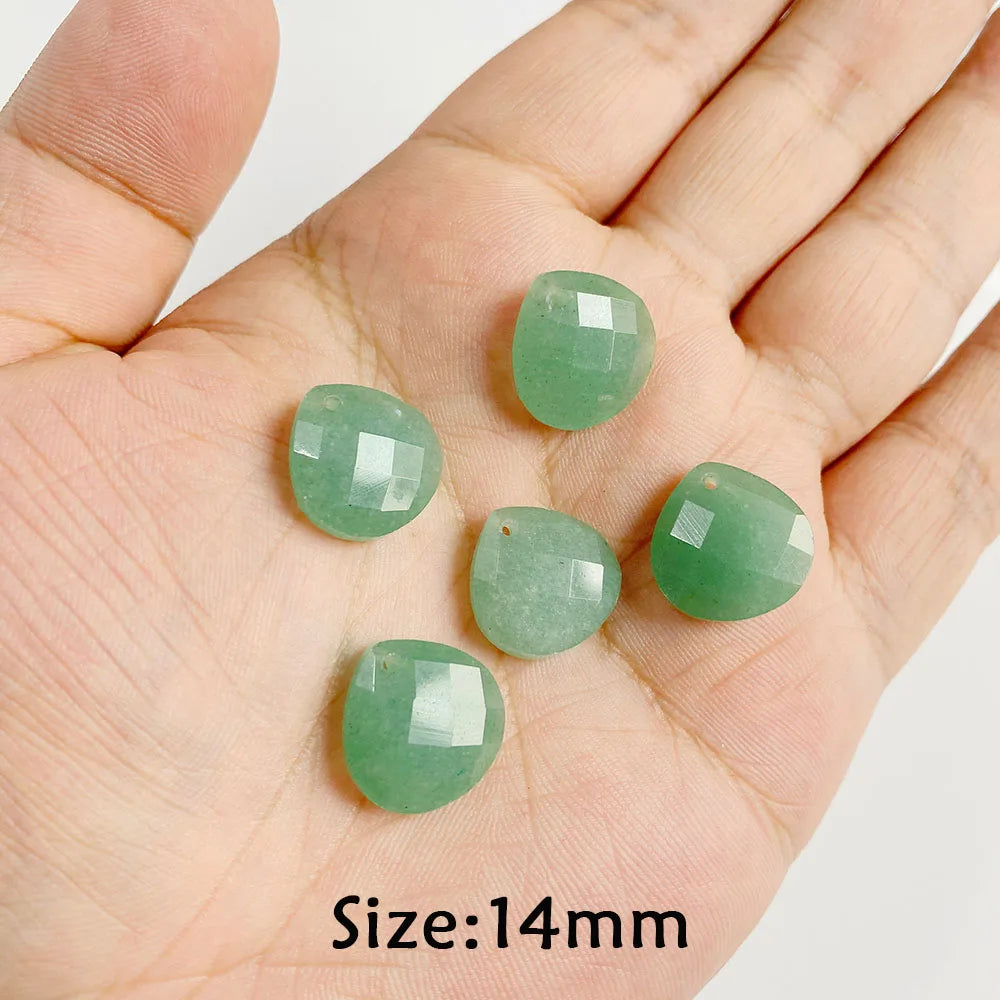 Pendentif en Pierre Naturelle Aventurine Verte, Perles de Jades de Guérison, Breloques Porte-Bonheur, Bijoux de Bricolage pour Femme et Homme, 2 Pièces