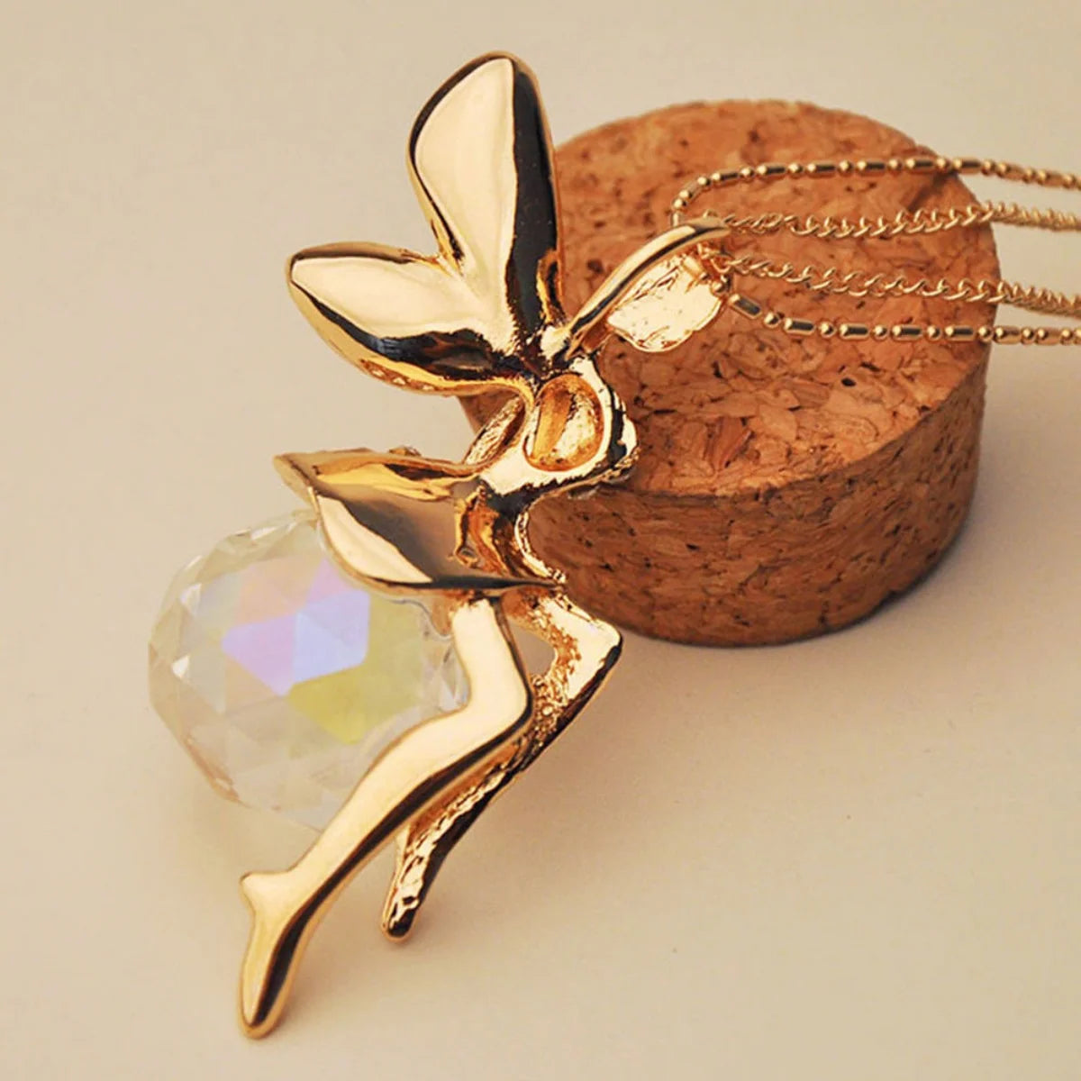 Collier avec pendentif ange ailes en cristal pour femmes et hommes, breloque élégante, Vintage, belle fée, longue chaîne de pull, bijoux de mariage