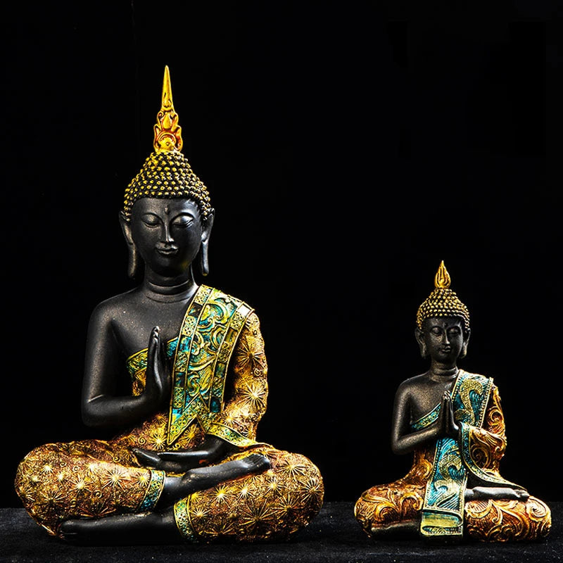 Grande Statue de bouddha thaïlande, Sculpture de bouddha en résine verte faite à la main, bouddhisme hindou Fengshui, Figurine de méditation, décoration de maison