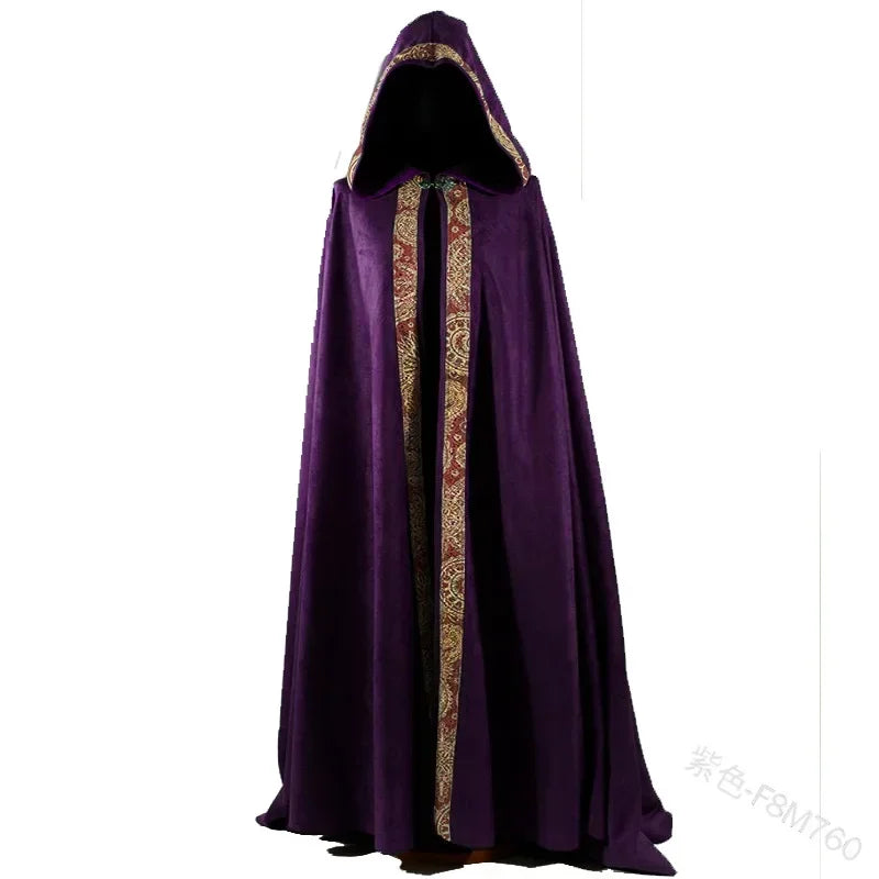 Manteau à Capuche Médiéval pour Halloween, Cape Gothique Vintage, Costume Long de Magicien Everak
