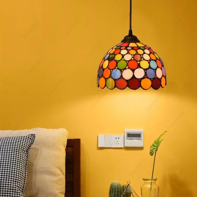 Vitrail suspension lampe salle à manger lustres plafond suspension chambre luminaire maison Luminaria Tiffanydecor