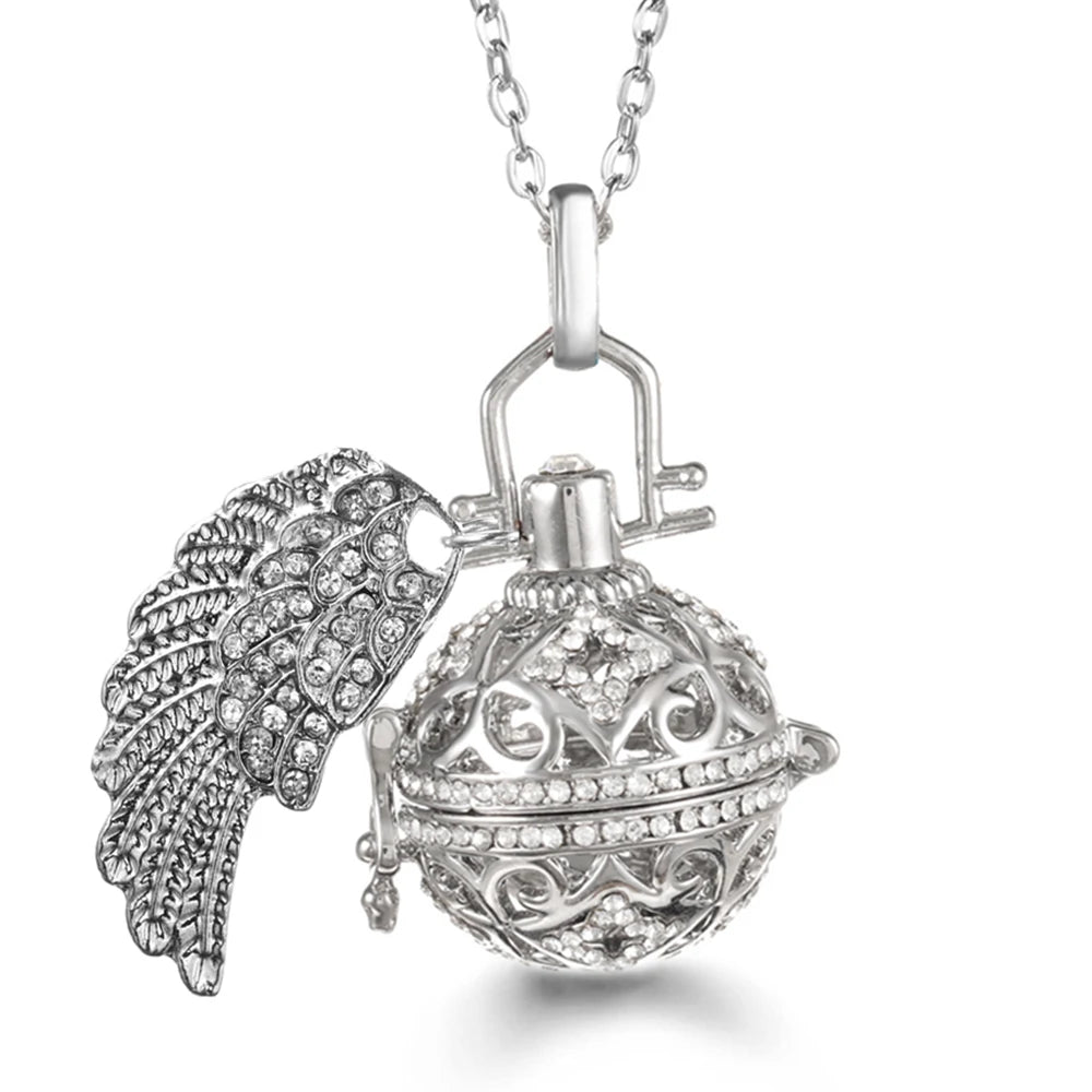 Collier Bola Mexique avec ailes d'ange, arbre de vie – diffuseur d'huile essentielle aromathérapie, pendentif parfumé pour femme, idée cadeau raffinée.