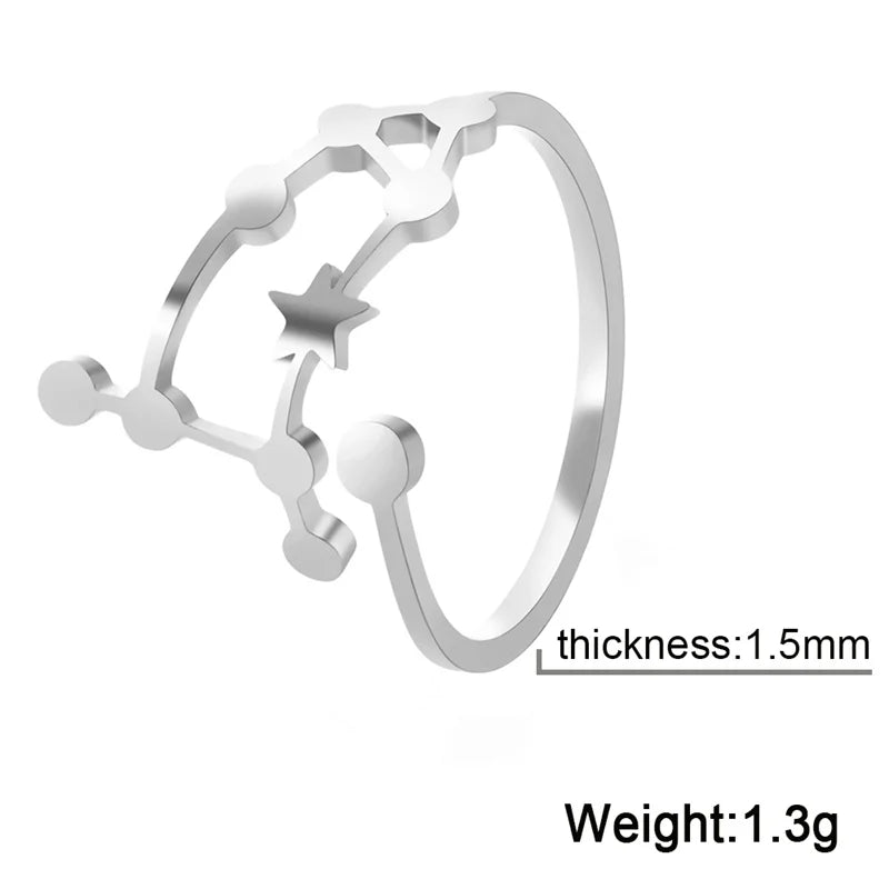 12 bagues de constellation pour femmes, anneaux ouverts et réglables du zodiaque pour adolescents, vergine, Cancer, balance, lion, poissons, bijoux, cadeau d'anniversaire