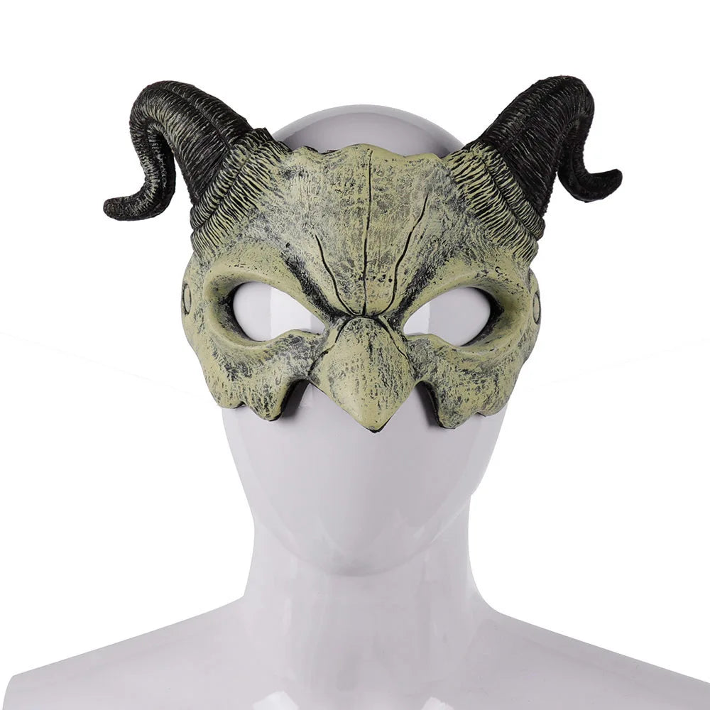 Halloween démon masque cornes diable demi-masque fête Cosplay horreur monstre mascarade effrayant maison hantée accessoires PU masque décor