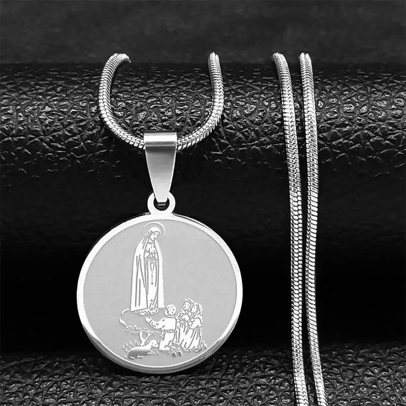 Vierge Marie pendentif croyant collier pour femmes en acier inoxydable religieux catholique clavicule chaîne colliers ras du cou bijoux N2056