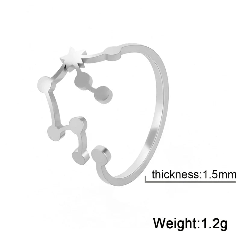12 bagues de constellation pour femmes, anneaux ouverts et réglables du zodiaque pour adolescents, vergine, Cancer, balance, lion, poissons, bijoux, cadeau d'anniversaire
