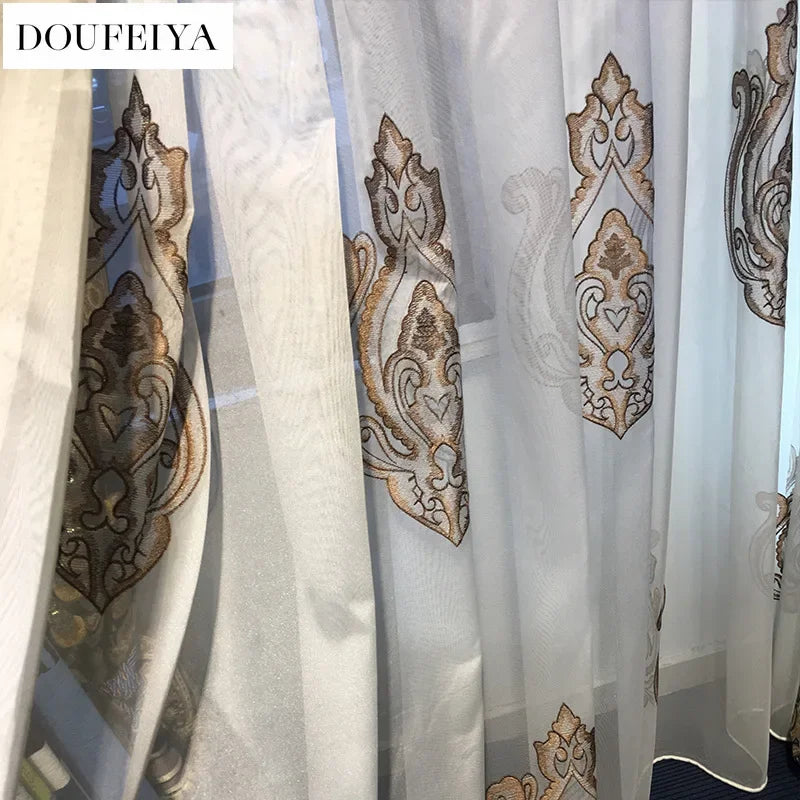 Palace Optics-Rideaux occultants brodés en chenille, cantonnière de fenêtre, tulle de luxe, salon, chambre à coucher, villa élégante, européenne