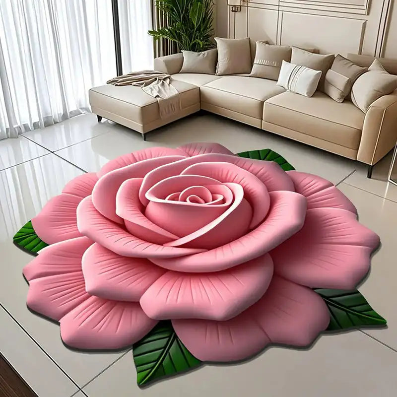 Tapis de sol en peluche florale et terre de diatomées, absorbant, antidérapant, pour salle de bain, motif de fleurs fraîches 3D, résistant à la saleté