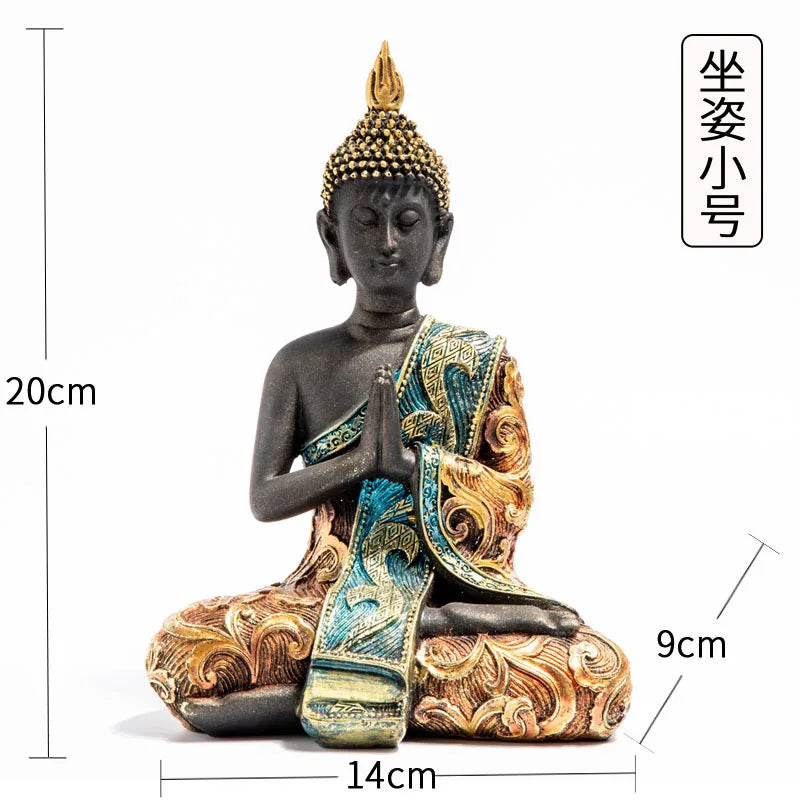 Grande Statue de bouddha thaïlande, Sculpture de bouddha en résine verte faite à la main, bouddhisme hindou Fengshui, Figurine de méditation, décoration de maison