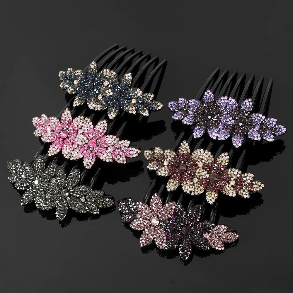 Peigne à cheveux AWAYTR en cristal avec strass – Accessoire professionnel pour chignons, tresses et queues de cheval