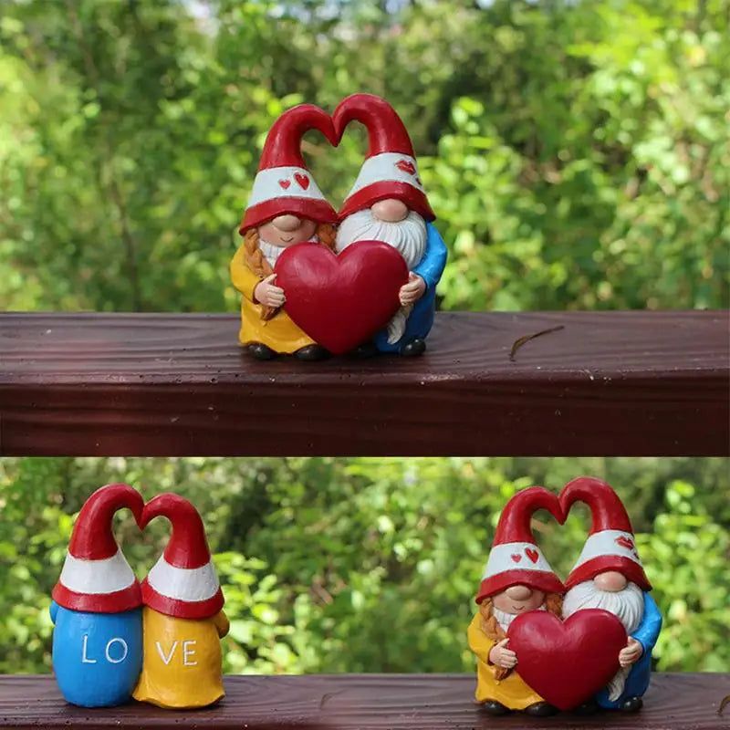 Couple de gnome amoureux mignon, figurine de collection, meilleurs amis, amoureux, statue romantique, intérieur, extérieur, jardin, décoration d'intérieur