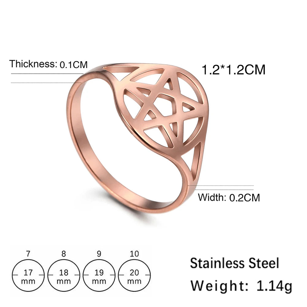 COOLTIME – bague pentagramme surnaturel pour femmes, en acier inoxydable, géométrique, circulaire, Pentacle, Couple, bijoux cadeau